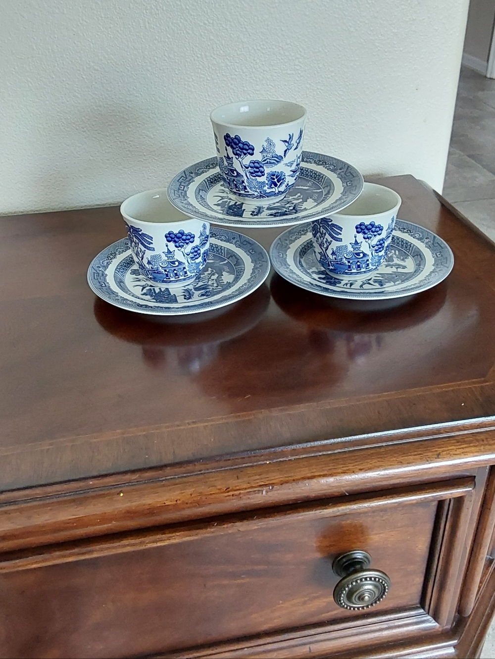 Johnson Brothers Blue and White‎ Porcelain Cup and Saucer Set